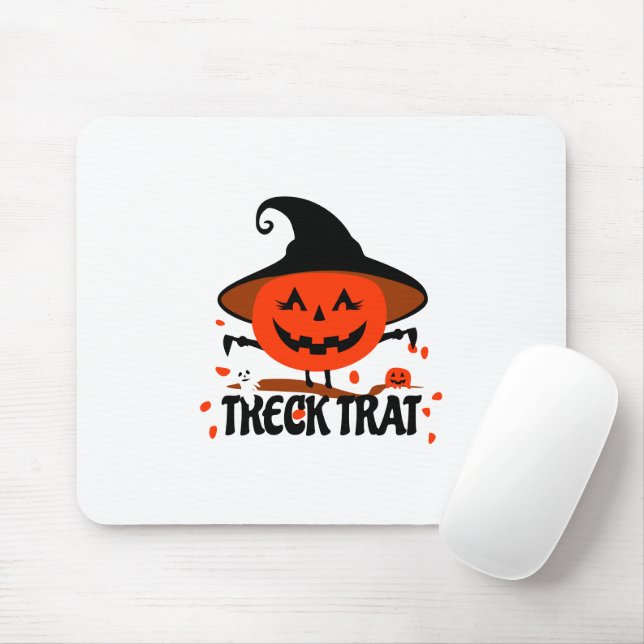 Treck Trat Pumpkin Smiling Mouse Pad (With Mouse)