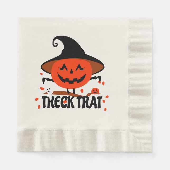 Treck Trat Pumpkin Smiling Napkins (Front)
