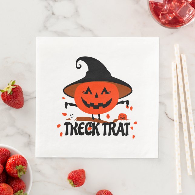Treck Trat Pumpkin Smiling Paper Dinner Napkins (Insitu)