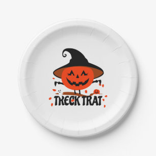 Treck Trat Pumpkin Smiling Paper Plates