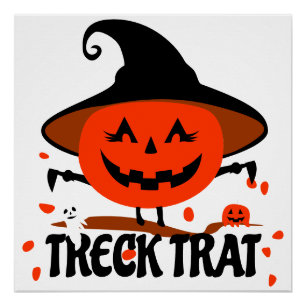 Treck Trat Pumpkin Smiling Poster