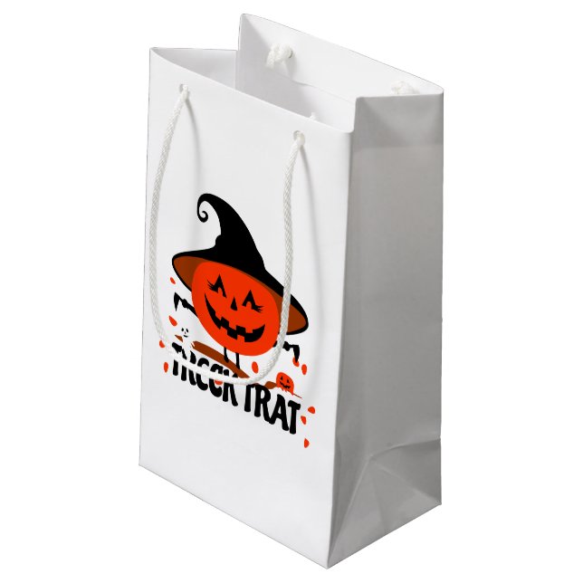 Treck Trat Pumpkin Smiling Small Gift Bag (Back Angled)