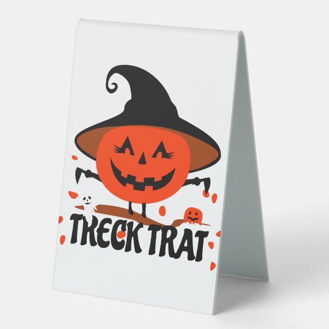 Treck Trat Pumpkin Smiling Table Tent (Front)