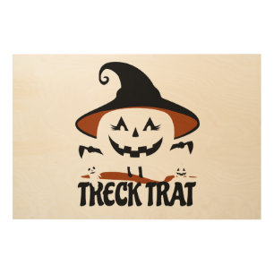 Treck Trat Pumpkin Smiling Wood Wall Art