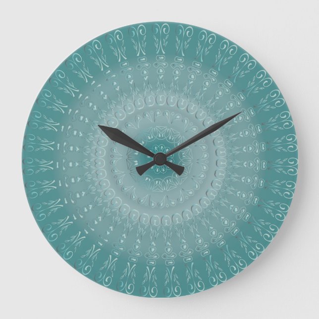Tredny Blue Mandala Pattern  Large Clock (Front)