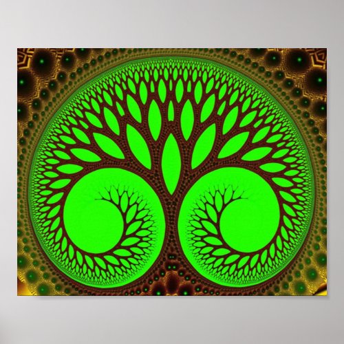 Tree 2  Fine Green Fractal Art Poster