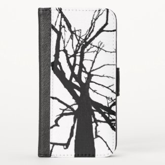 Tree Abstract in Black White  iPhone X Wallet Case