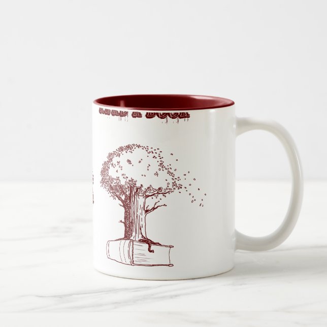 Tree and a book Two-Tone coffee mug (Right)