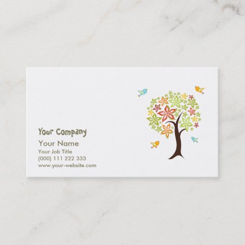 Tree and birds business card