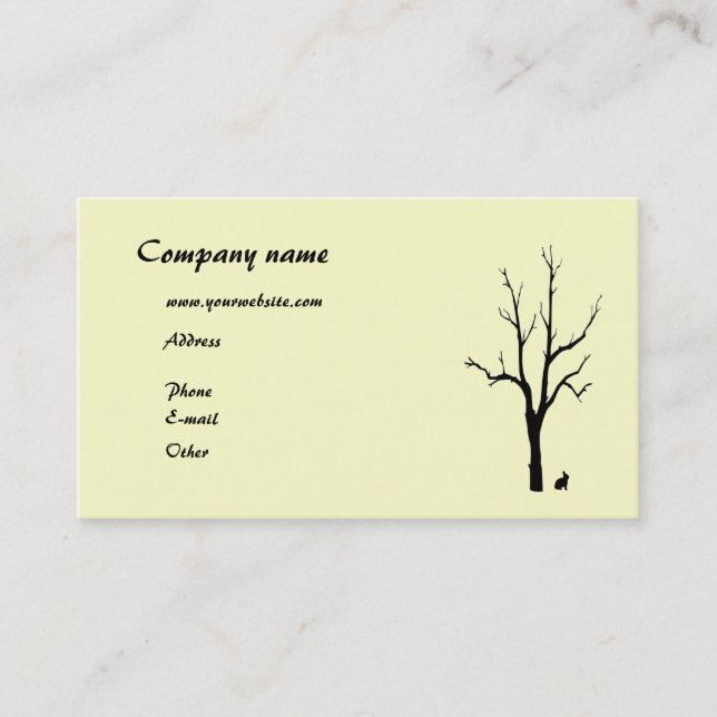 Tree and Bunny Silhouette Business Card (Front)