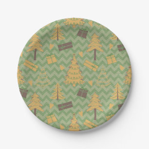 Tree and Gift Silhouettes Paper Plates