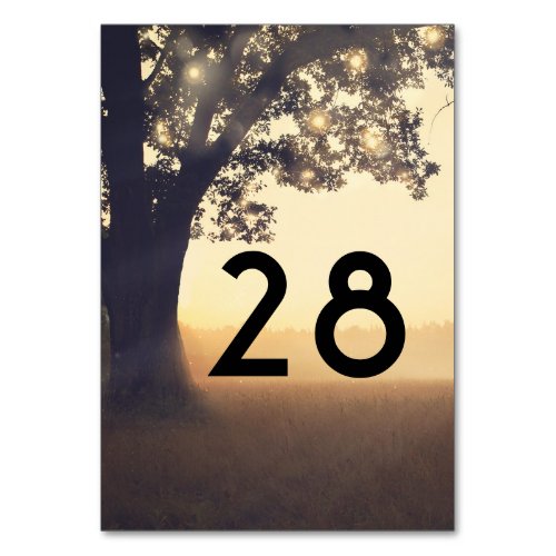 Tree and Lights Rustic Wedding Table Number - Tree lights wedding table number cards