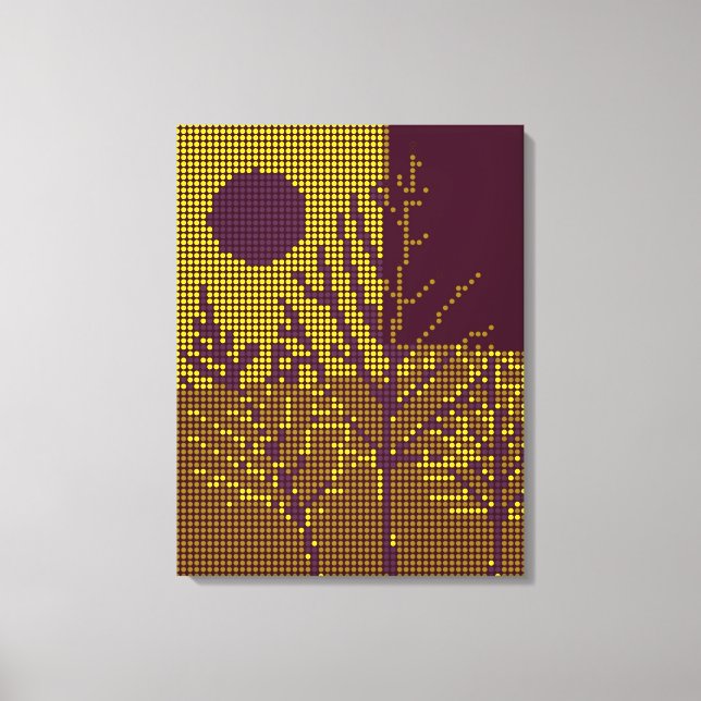 Tree and Moon Colorful Disco Lights Canvas Print (Front)