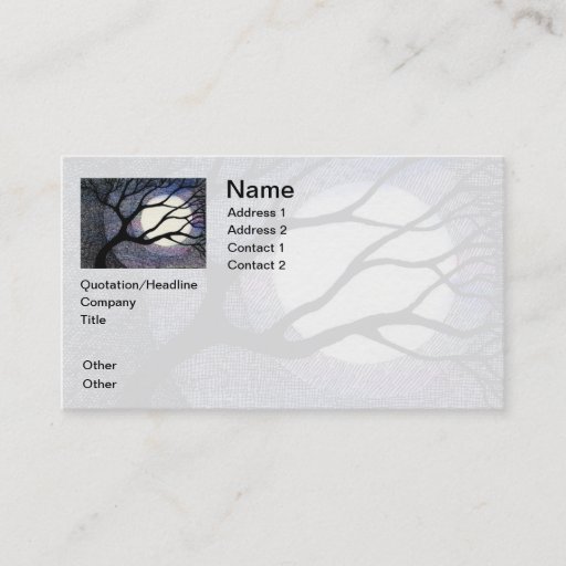 Customizable Tree and Moon Cross Hatched Business Card
