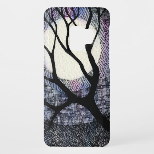 Tree and Moon Cross Hatched Case-Mate Samsung Galaxy S9 Case