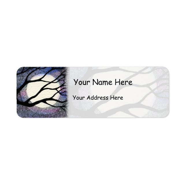 Tree and Moon Cross Hatched Label (Front)
