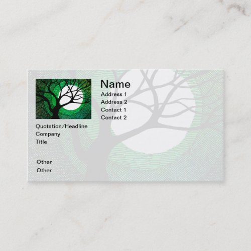 Tree and Moon _ Green Business Card