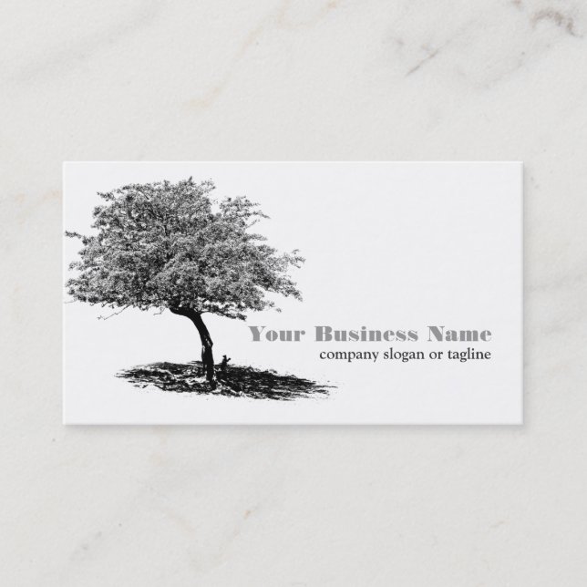 Tree and Shade l Black and White Business Card (Front)
