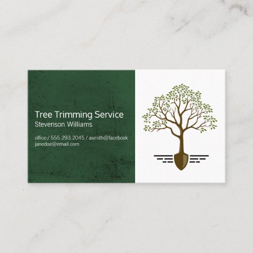 Tree and Shovel Logo  Landscaping Business Card