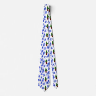 Tree and Snow Drawing Neck Tie