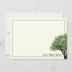 Tree and Star of David Bar Mitzvah Thank You Note  Card