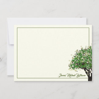 Tree and Star of David Bar Mitzvah Thank You Note Card