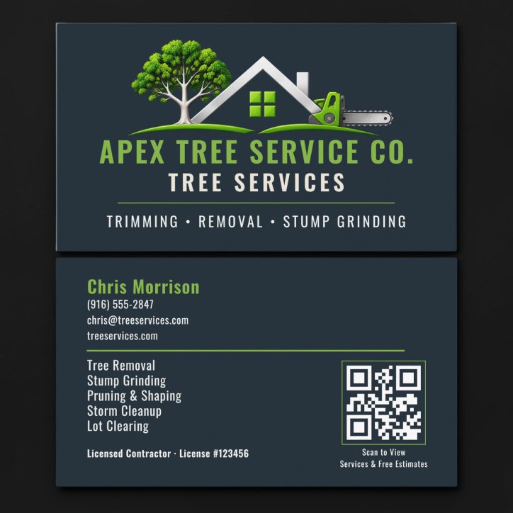 Tree Arborist QR Code Professional Services Business Card