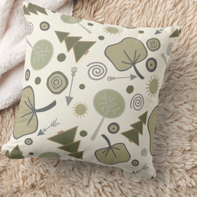 Tree Arrow Green Pattern Boys Throw Pillow (Creator Uploaded)