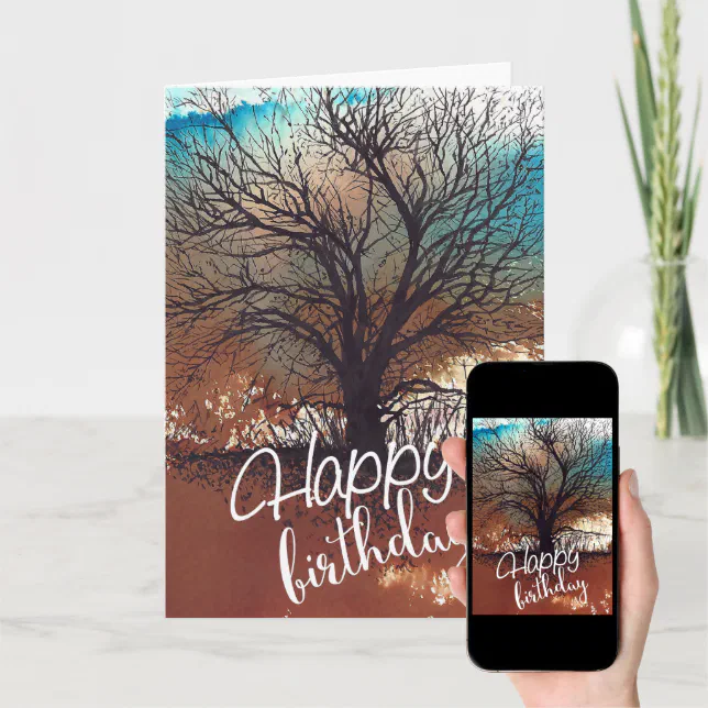 Tree Art Happy Birthday Card Zazzle