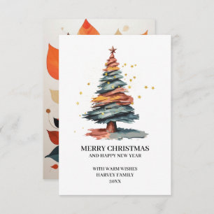 Tree Art Merry Christmas Thank You Card