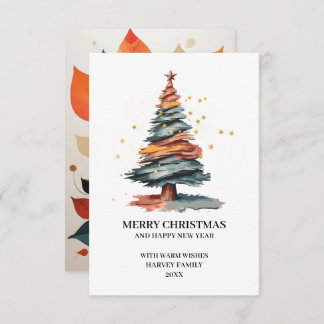 Tree Art Merry Christmas Thank You Card