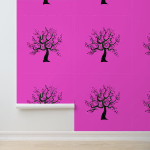 Tree Art Painting Custom Color Pink Wallpaper