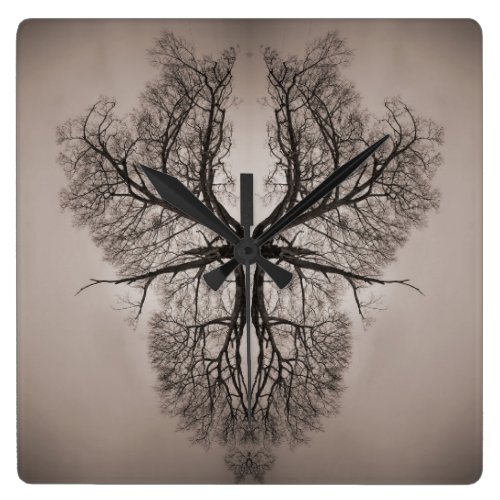 Tree Art Square Wall Clock