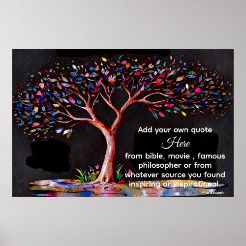  Tree Artistic Ethereal DIY Quote Black AP81 Poster