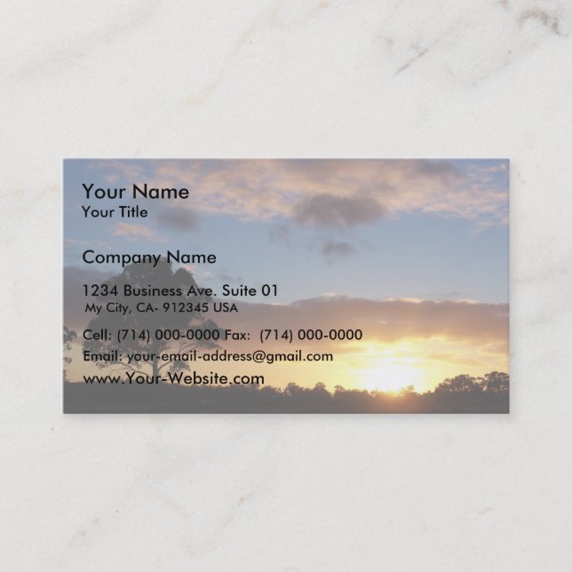 Tree At Sunrise Business Card (Front)