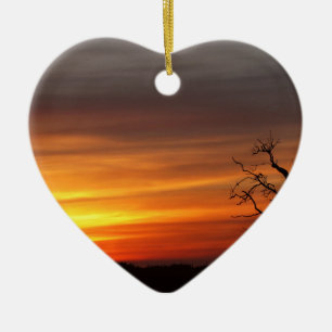 Tree At Sunset Ceramic Ornament