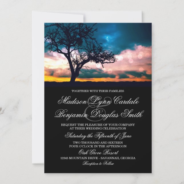 Tree at Sunset Wedding Invitation (Front)