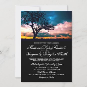 Tree At Sunset Wedding Invitation by RusticCountryWedding at Zazzle