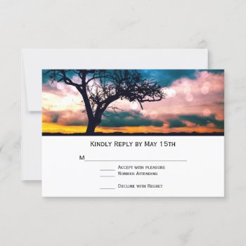 Tree At Sunset Wedding Rsvp Cards by RusticCountryWedding at Zazzle