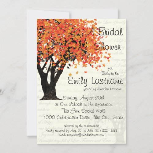 Tree Autumn Bridal Shower Invite