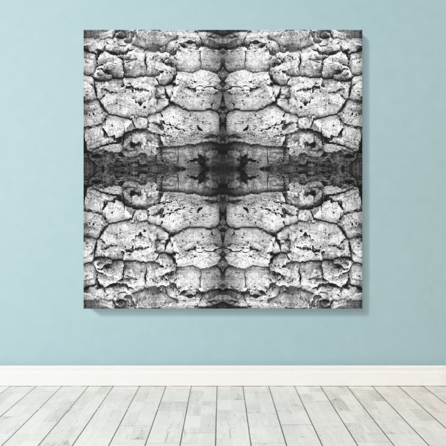 Tree Bark Black And White Photo Closeup Pattern Canvas Print (Insitu(Wood Floor))