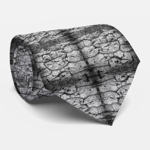 Tree Bark Black And White Photo Closeup Pattern Neck Tie