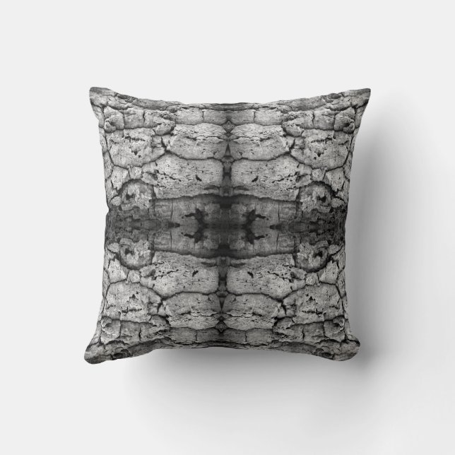 Tree Bark Black And White Photo Closeup Pattern Throw Pillow (Back)