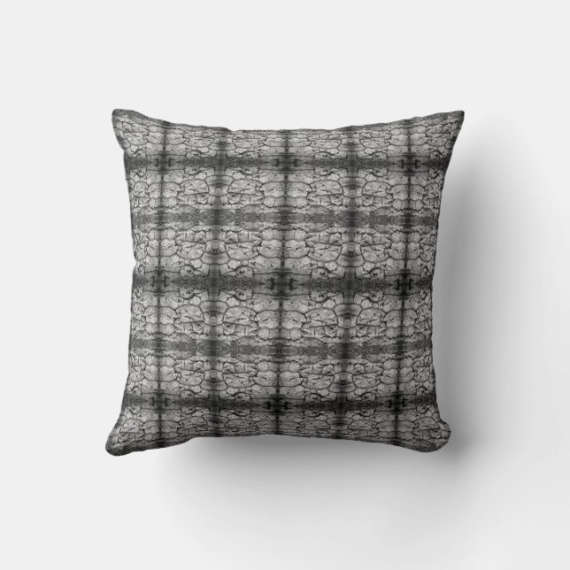 Tree Bark Black And White Photo Closeup Pattern Throw Pillow (Back)