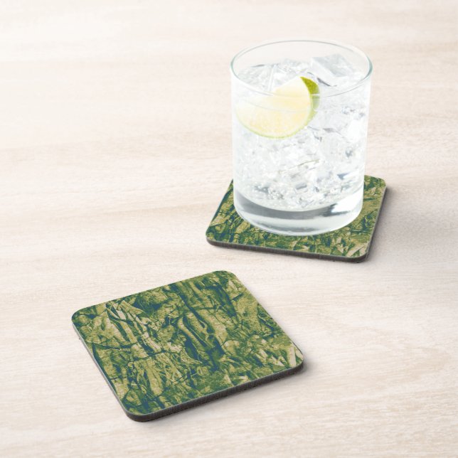 Tree bark camouflage pattern beverage coaster (Right Side)