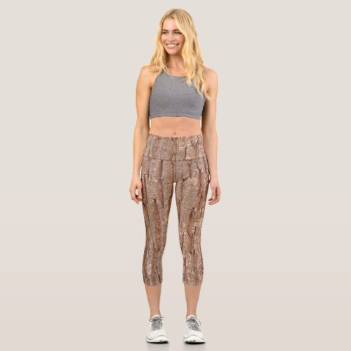 tree bark capri leggings