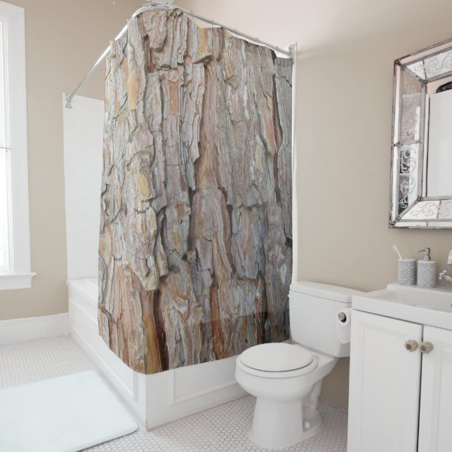 Tree Bark Fall Autumn Patterns Shower Curtain (In Situ)