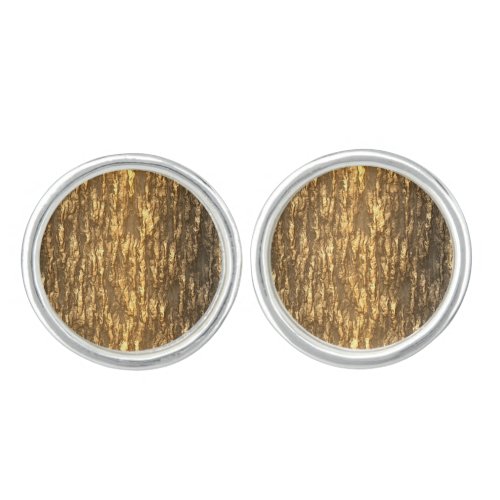 Tree Bark _ Gold Cufflinks