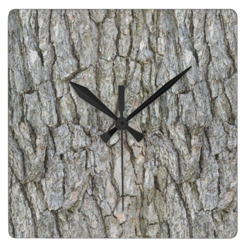 Tree Bark Gray Nature Square Wall Clock