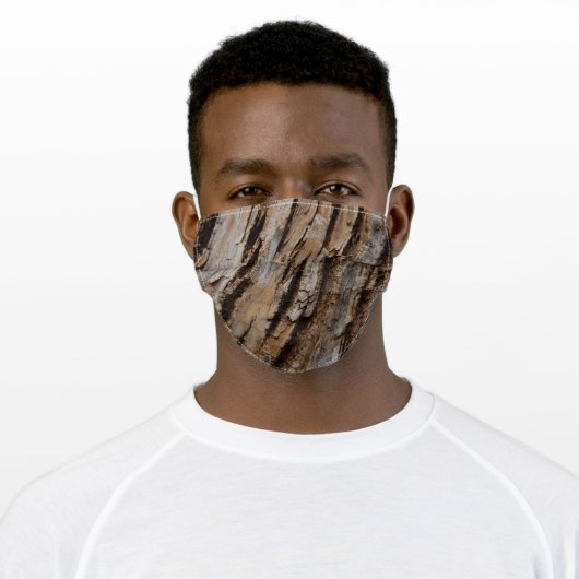 Tree Bark I Natural Abstract Textured Design Adult Cloth Face Mask (Worn)